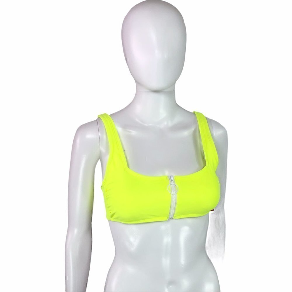 Xhilaration - Zip Front Bralette Bikini Top - Neon